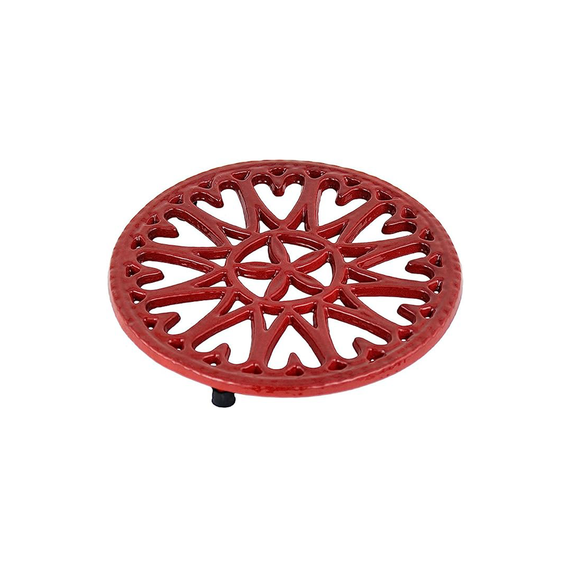 7" Sunburst Trivet With Red Baked Enamel Finish