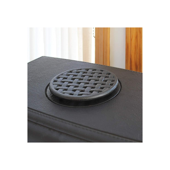 Black Minuteman Round Cast Iron Lattice Trivet installed