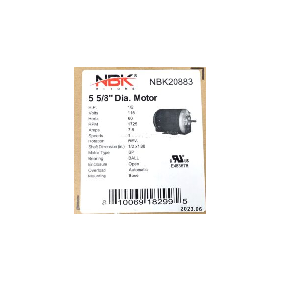 Baldor/RSP3451A Self Cooled Fan Motor 1725 RPM 20883 Specifications