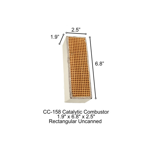 CC-158 Elmira Rectangular Uncanned 1.9" x 6.8" x 2.5" Catalytic Combustor