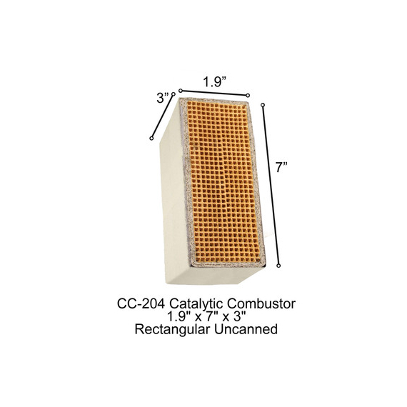 CC-204 Nu-Tec Rectangular Uncanned Catalytic Combustor (1.9" x 7" x 3")