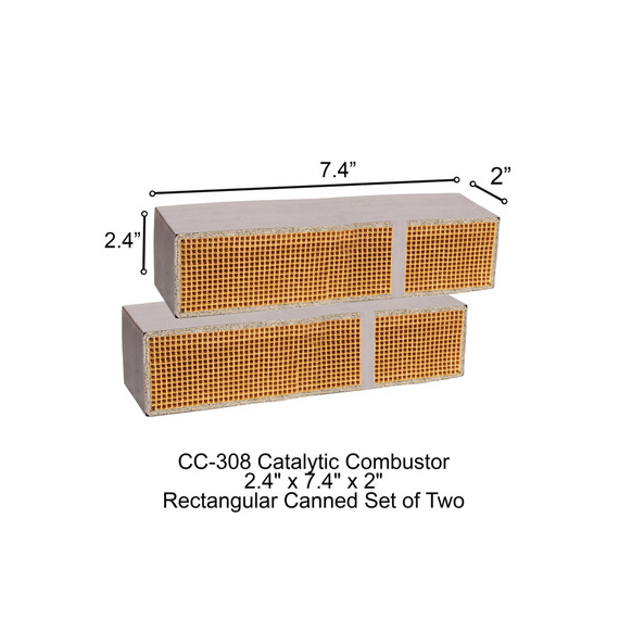 2.4" x 7.4" x 2" Rectangular Canned Catalytic Combustor CC-308 Elmira