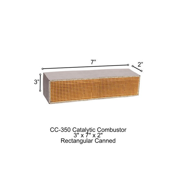 3" x 7" x 2" Rectangular Uncanned Catalytic Combustor, CC-350 Buchanan Welding