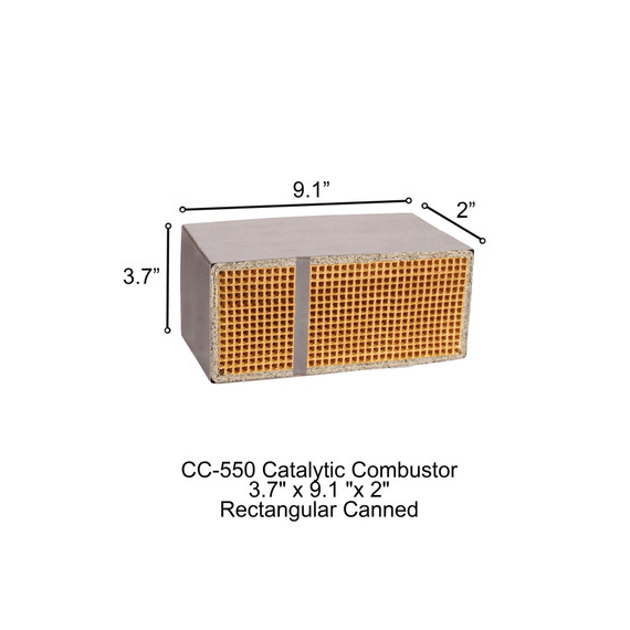 3.7" x 9.1" x 2" CC-550 Wet Industries Stove Rectangular Canned Catalytic Combustor.