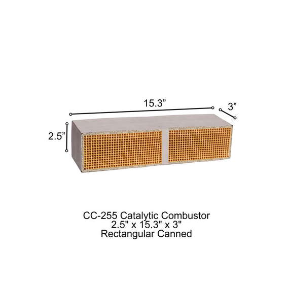 2.5" x 15.3" x 3" CC-255 Earth Stove Rectangular Uncanned  Catalytic Combustor