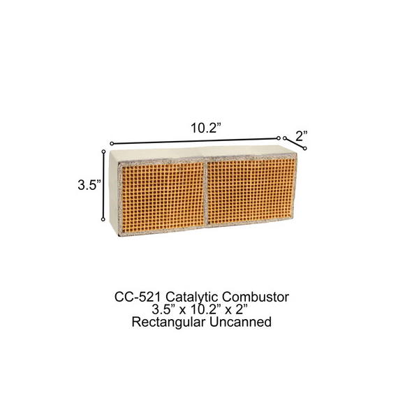 Rectangular Uncanned Catalytic Combustor 3.5" x 10.2" x 2" , CC-521 Blaze King