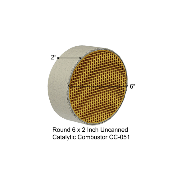 CC-051 Rightwood Round Uncanned Catalytic Combustor - 6" x 2"
