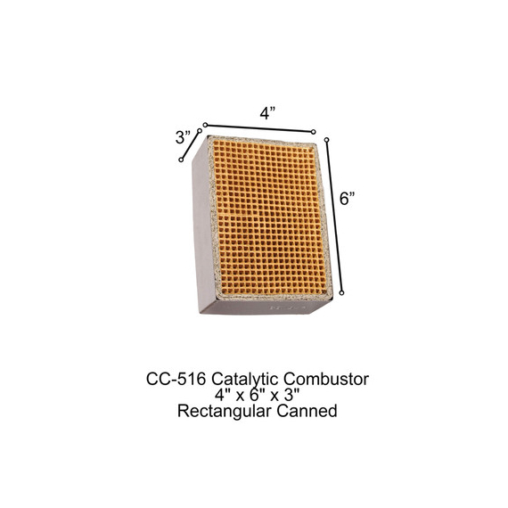 Lakewood CC-516 Stove Rectangular Canned Catalytic Combustor, 4" x 6" x 3".