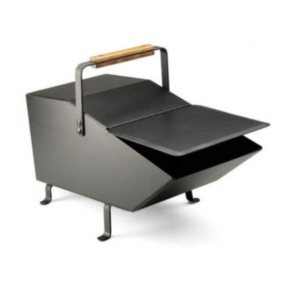 Ash Holder Featuring Piano-Hinged Lid And Wood Handle