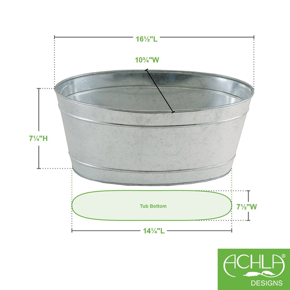 Minuteman Small Oval Galvanized Steel Tub Specs