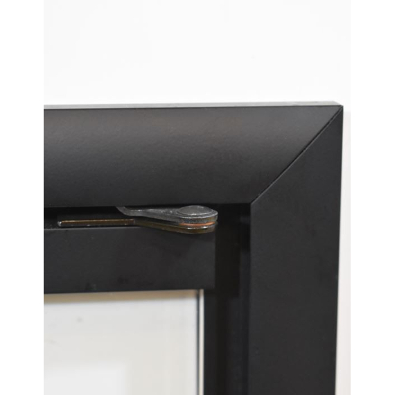 36" x 21" Matte Black Finish Nightwell Zero Clearance Fireplace Door Fits 36" W x 21" H Openings | Nightwell-B35 The Nightwell ZC Door Corner Detail