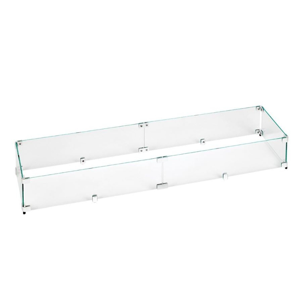41.5" x 11.5" Rectangular Linear Glass Wind Guard | FG-LCB-36
