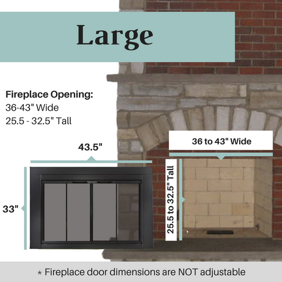 Hearth Craft Essentials 37 1/2" x 30" Flat Black Finish Ardmore Masonry Fireplace Door | Ab1040-B36+B37 Large Ardmore Fireplace Door
