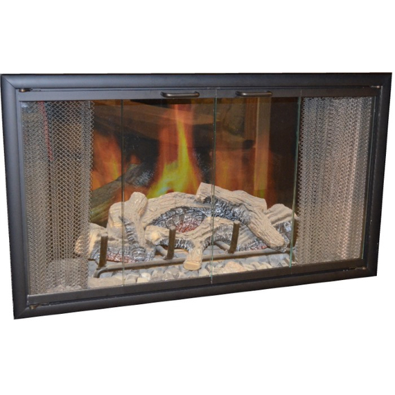 28 7/8" x 23" Brite Black Finish Nightwell Zero Clearance Fireplace Door Fits 28 7/8" W x 23" H Openings | Nightwell-B23