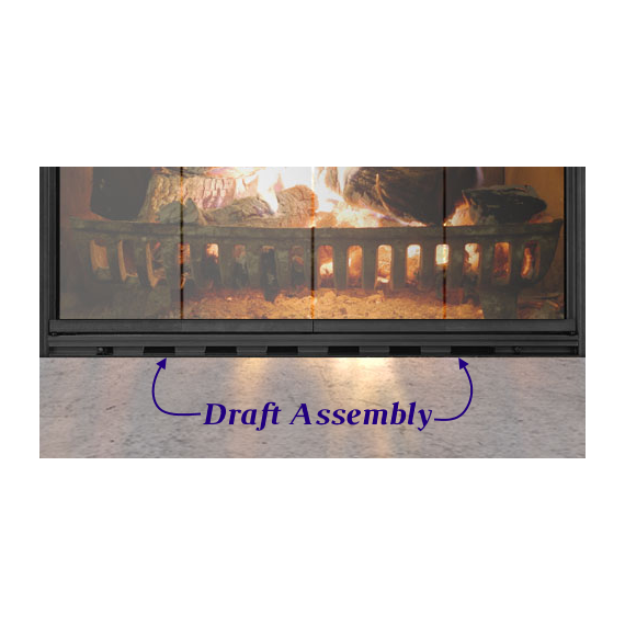 40" x 23 1/2" Textured Black Savannah Masonry Fireplace Door | Savannah-B34 Savannah Masonry Fireplace Door - Bottom Draft Assembly