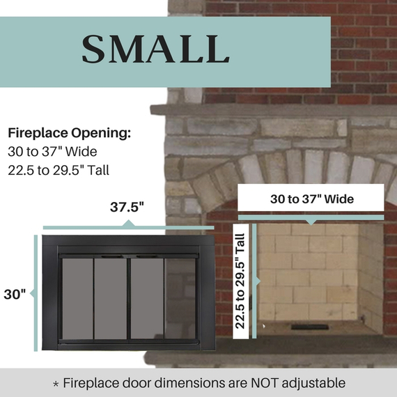 Hearth Craft Essentials 37 1/2" x 30" Flat Black Finish Ardmore Masonry Fireplace Door | Ab1040-B36+B37 Small Ardmore Fireplace Door