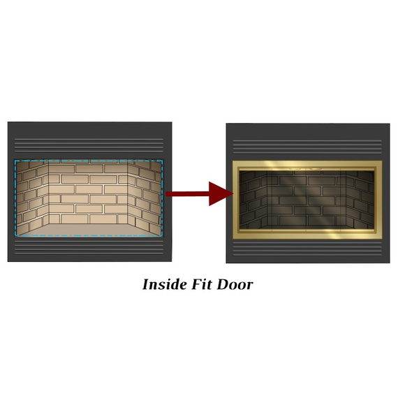 36" x 21" Matte Black Finish Nightwell Zero Clearance Fireplace Door Fits 36" W x 21" H Openings | Nightwell-B35 Inside Fit