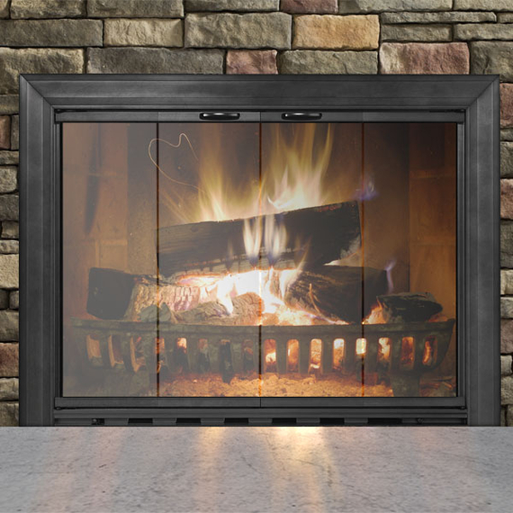 40" x 23 1/2" Textured Black Savannah Masonry Fireplace Door | Savannah-B34 Savannah Fireplace Door in Textured Black