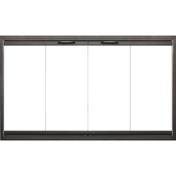 Thermo-Rite 42" x 24" Textured Black Thin Line Zero Clearance Fireplace Door Fits 42" W x 24" H Openings | ThinLine-B1