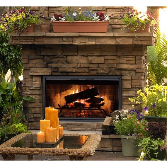 Design Specialties 36" x 21 15/16" Stiletto Zero Clearance Fireplace Door Inside Fit Fits 36" W x 21 15/16" H Openings | Stiletto-B11 Stiletto in Rustic Black - For Zero Clearance Fireplaces