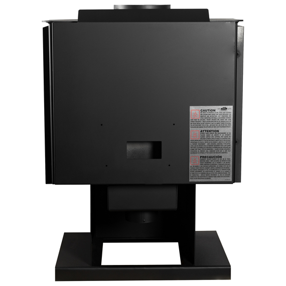 Small Wood Stove On Pedestal With Blower | Heats 1800 Sq Ft Back View Detail
