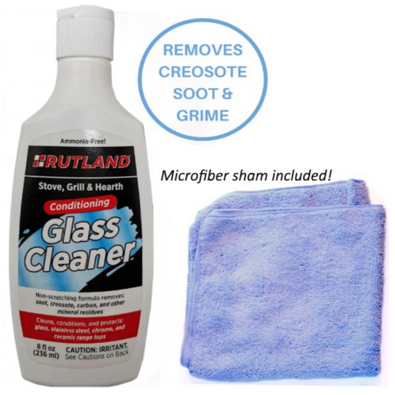 Rutland Stove, Grill & Hearth Conditioning Glass Cleaner With Microfiber Sham Kit
