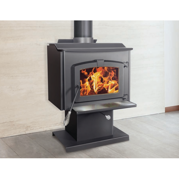 Small Wood Stove On Pedestal With Blower | Heats 1800 Sq Ft Installed On Tile Floor