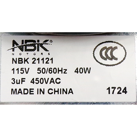 Ravelli/55215 Combustion Motor 115V 40W 21121 Label