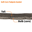 The bulb and tail of the soft fiber core tadpole gasket