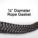 7/8 Inch Black Fiberglass Rope Gasket Sold By The Foot