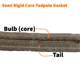 The bulb and tail of the semi rigid core tadpole gasket