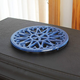 7" Sunburst Trivet With Blue Baked Enamel Finish installed