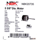 Century/K055WKY1117012B Condenser Motor 208-230V 1075 RPM 20735 Specifications